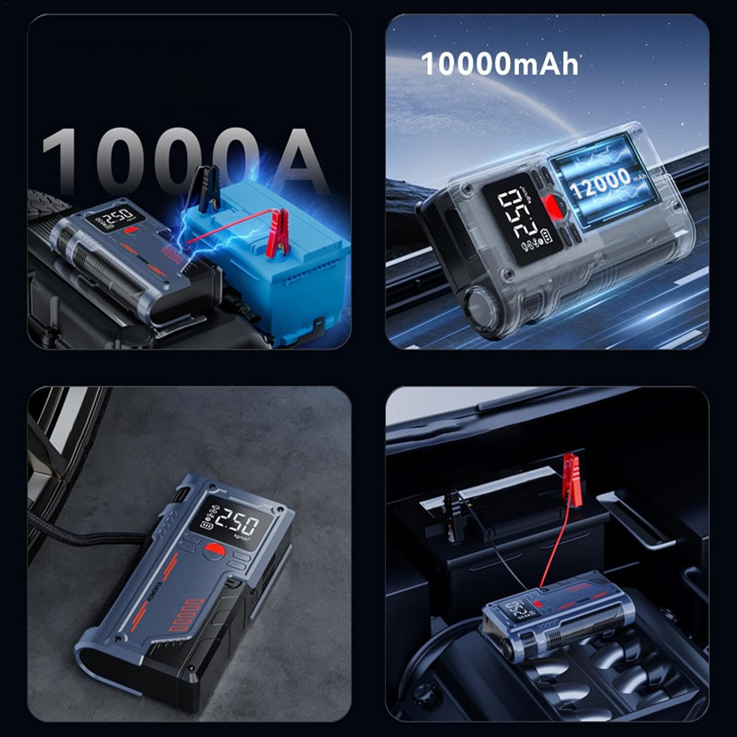 Portable Car Jump Starter 3 in 1 with Digital Display